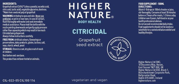Citricidal Grapefruitkern Extrakt, 100ml, von Higher Nature