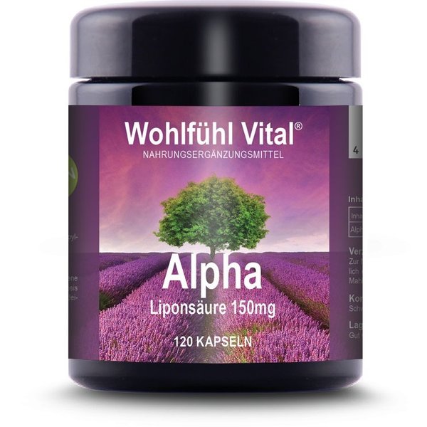 Alpha Liponsäure 150mg, 120 Kapseln (vegan), von Wohlfühl Vital