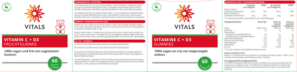 Vitamin C + D3 Gummis 60 Stk. 100% vegan by Vitals